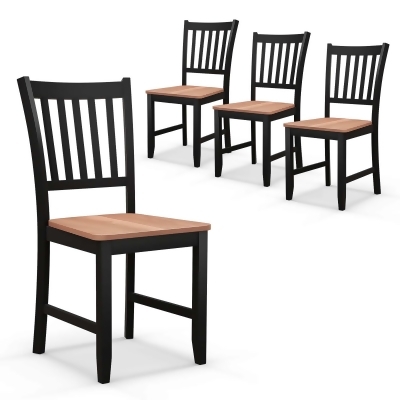 Set of 4 Dining Chair Kitchen Black Spindle Back Side Chair with Solid Wooden Legs 