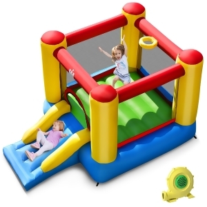 Costway Inflatable Bouncer Kids Bounce House Jumping Castle Slide w/ 480W Blower - All