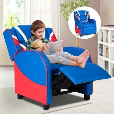 Kids Recliner Chair Gaming Sofa PU Leather Armchair w/Side Pockets Pink\Blue 