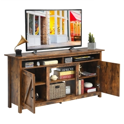 Costway 60''Industrial TV Stand Entertainment Console Center w/ Shelve & Cabinet 