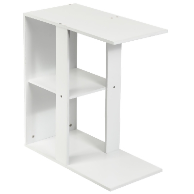 Costway 3-tier Side Table W/Storage Shelf Space-saving Nightstand White 