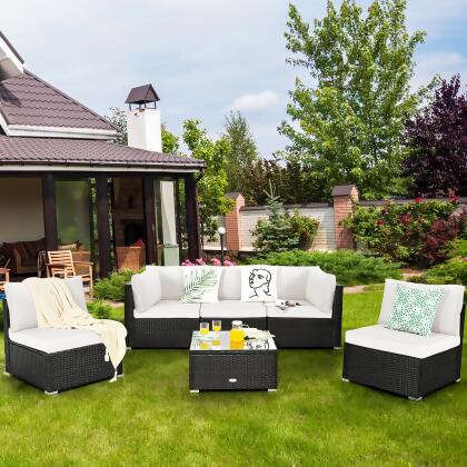 4pcs Patio Rattan Cushioned Furniture set-White