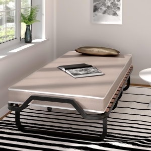 Folding Bed with Mattress, Rollaway Guest Bed with Sturdy Metal Frame and Foam Mattress,Living Room Guest Room Office