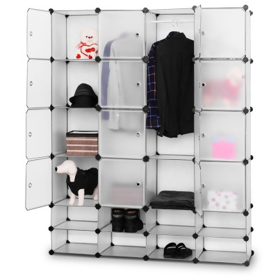Costway DIY 24 Cube Portable Clothes Wardrobe Cabinet Closet Storage Organizer W/Doors 