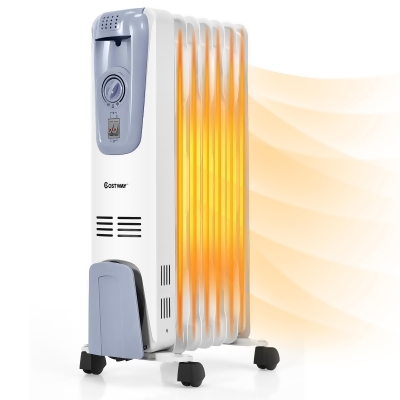Costway 1500W Electric Oil Filled Radiator Space Heater 7-Fin Thermostat Room Radiant 