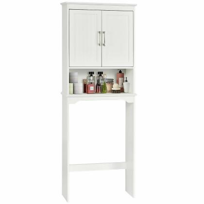 Costway Over The Toilet Space Saver Bathroom Organizer w/ Storage Cabinet & Shelf White 