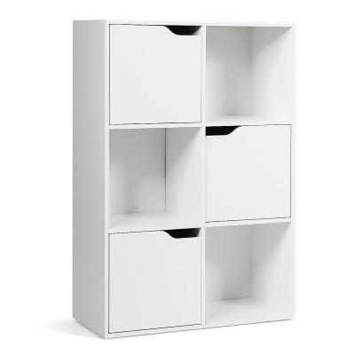 Costway 6 Cube Bookcase Cabinet Wood Bookcase Storage Shelves Room Divider Organization 