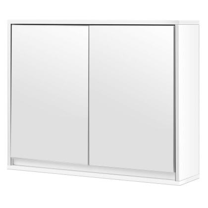 Costway Wall Mounted Bathroom Medicine Cabinet Storage Cabinet Double Mirror Door Organizer Shelf White 