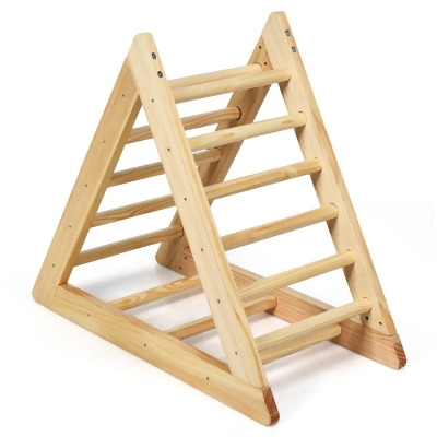Costway Wooden Climbing Pikler Triangle with Climbing Ladder For Toddler Step Training, Natural 