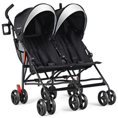 Baby-joy Foldable Twin Baby Double Stroller Kids Ultralight Umbrella Stroller Pushchair Black 