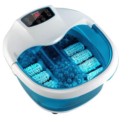 Costway Foot Spa Bath Tub w/Heat & Bubbles & Electric Massage Rollers 