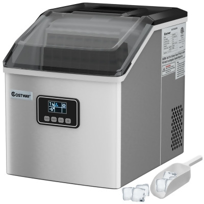 Costway Stainless Steel Ice Maker Machine Countertop 48Lbs/24H Self-Clean with LCD Display 