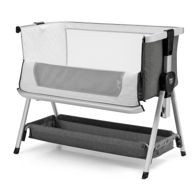 Babyjoy Baby Bed Side Crib Portable Adjustable Infant Travel Sleeper Bassinet Peach/Dark Grey/Light Grey 