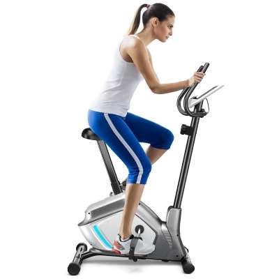 Costway 2-in-1 Exercise Bike Adjustable Magnetic Stationary Bike w/ LCD Screen 8 Magnetic Resistances 