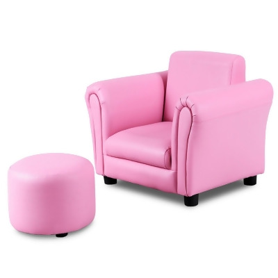 Costway Kids Sofa Armrest Chair Couch Children Toddler Birthday Gift w/ Ottoman Pink 