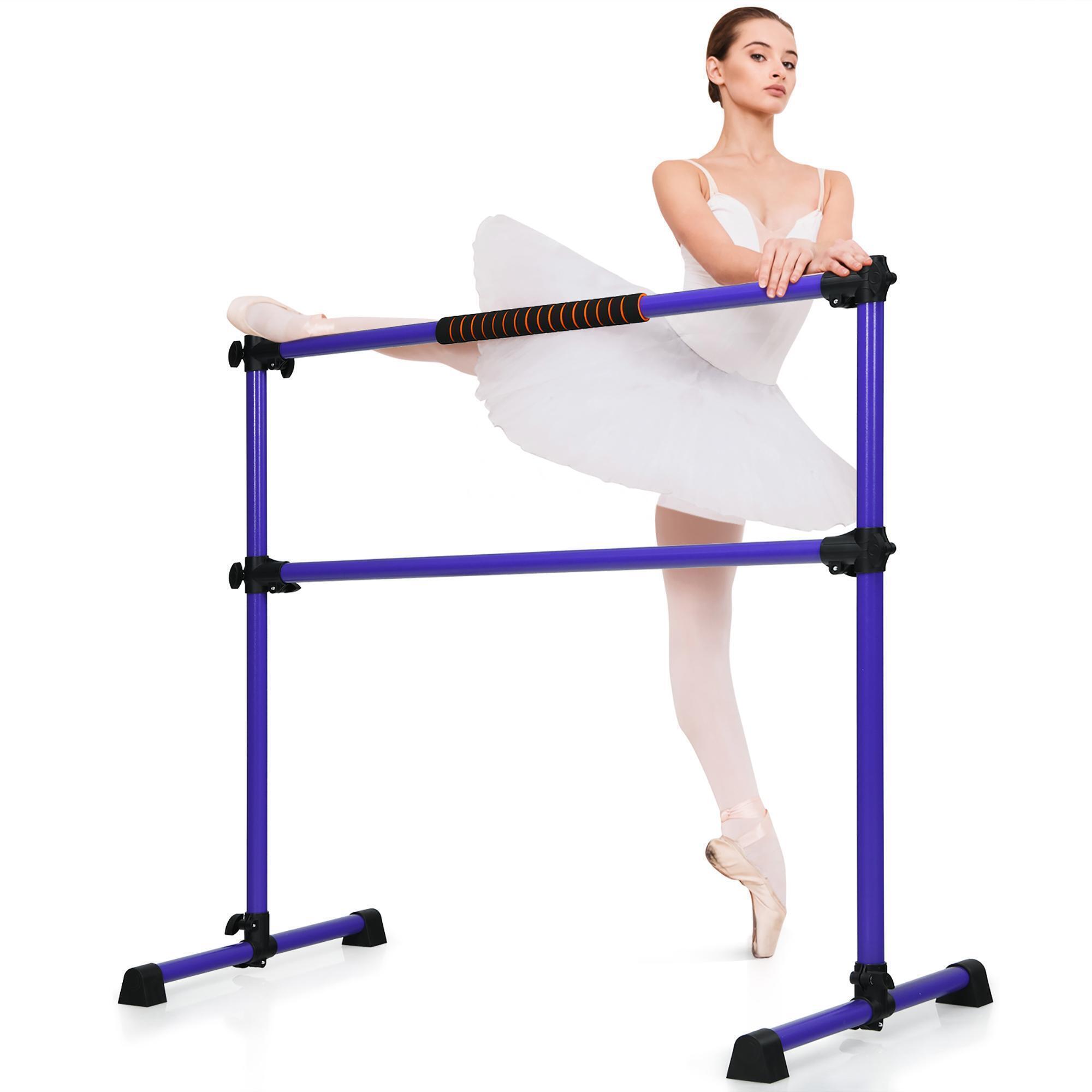 Goplus 4ft Portable Ballet Barre Freestanding Adjustable Double Dance Bar  Purple
