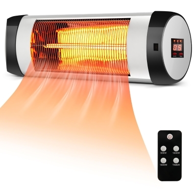 Costway Patio Electric Heater Wall-Mounted Infrared Heater W/ Remote Control 