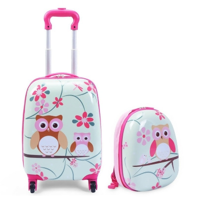 Costway 2Pcs 12'' 16'' Kids Luggage Set Suitcase Backpack School Travel Trolley ABS 
