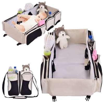 Costway Diaper Bag 3-in-1 Portable Multifunctional Baby Backpack with Changing Pad 