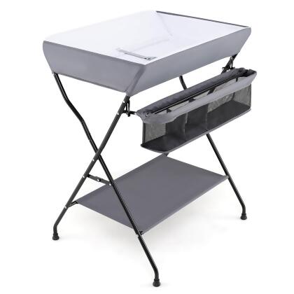 Costway Baby Infant Changing Table Folding Diaper Station Nursery with Storage Gray/Black