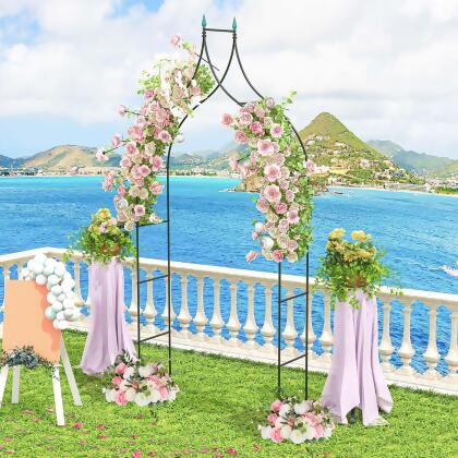 Costway Steel Garden Arch Rose Arbor Climbing Plant Outdoor Garden 
