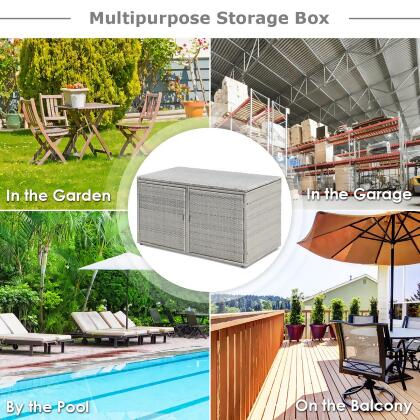 Costway 88 Gallon Garden Patio Rattan Storage Container Box Bin Shelf alternate image