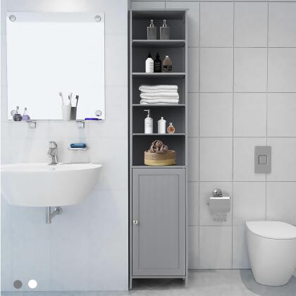 Costway 72''H Bathroom Tall Floor Storage Cabinet Shelving Display Grey\White alternate image