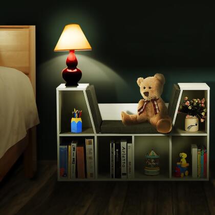 Costway 6 Cubby Kid Storage Cabinet Bookcase Multi-Purpose Shelf Cushioned Reading Nook alternate image