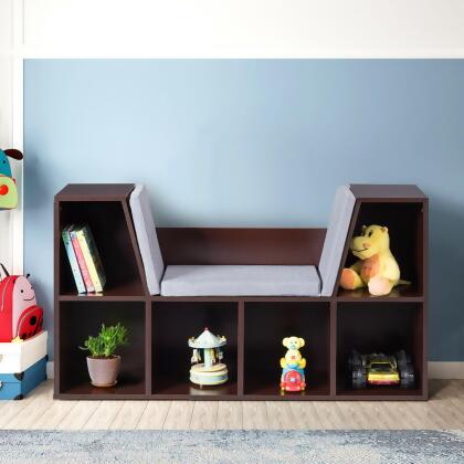 Costway 6 Cubby Kid Storage Cabinet Cushioned Bookcase Multi-Purpose Reading Shelf Brown alternate image