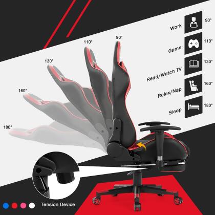 Goplus Massage Gaming Chair Reclining Swivel Racing Office Chair with Footrest alternate image