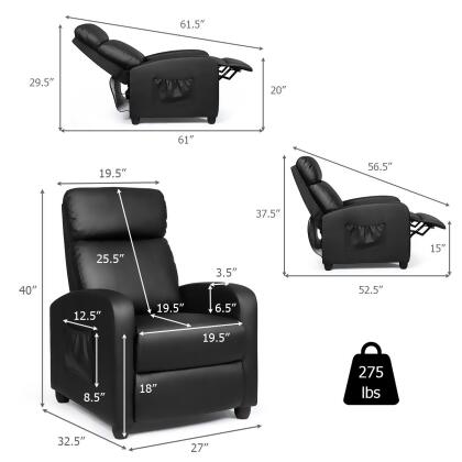 Costway Electric Modern Massage Recliner Sofa Chair Lounge with Remote Control alternate image