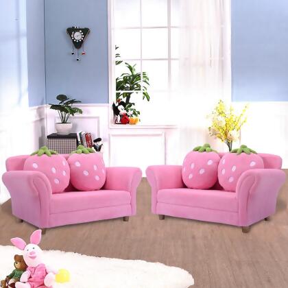 Costway Kids Sofa Strawberry Armrest Chair Lounge Couch w/2 Pillow Children Toddler Pink alternate image