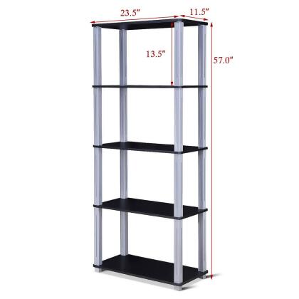 Costway 5-Tier Multi-Functional Storage Shelves Rack Display Bookcase Home Furni Black alternate image