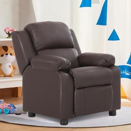 Deluxe Padded Kids Sofa Armchair Recliner Headrest Children w/ Storage Arm Brown alternate image