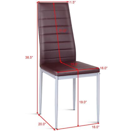 Costway Set of 4 PU Leather Dining Side Chairs Elegant Design Home Furniture Brown alternate image