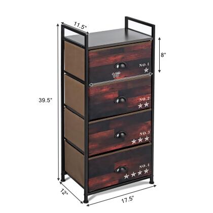 Costway 4 Drawer Fabric Dresser Storage Tower Nightstand Sturdy Steel Frame Closet alternate image