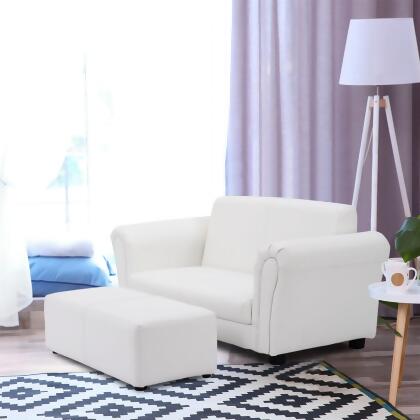 Costway White Kids Sofa Armrest Chair Couch Lounge Children Birthday Gift w/ Ottoman alternate image