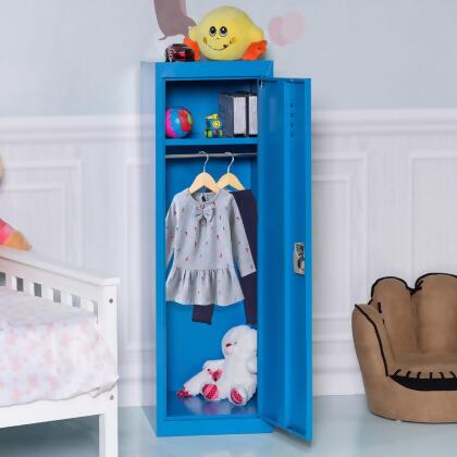 Costway 48'' Kid Locker Safe Storage Children Single Tier Metal Lockers Lock And Key Blue alternate image
