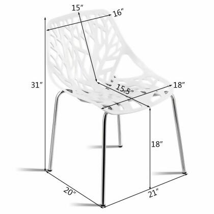 Costway Set Of 6 Birch Sapling Plastic Dining Side Chairs Stackable Accent Armless White alternate image