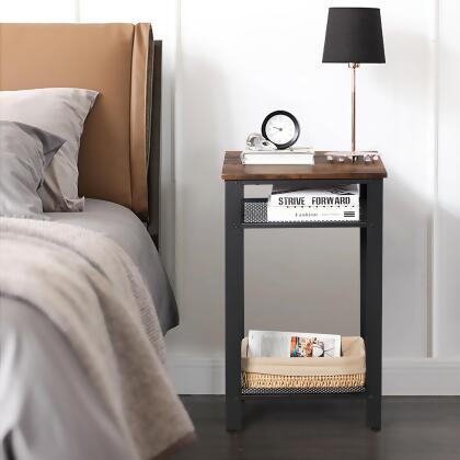 Costway 3-Tier Industrial Tall Nightstand Side End Telephone Table w/ Mesh Shelves alternate image