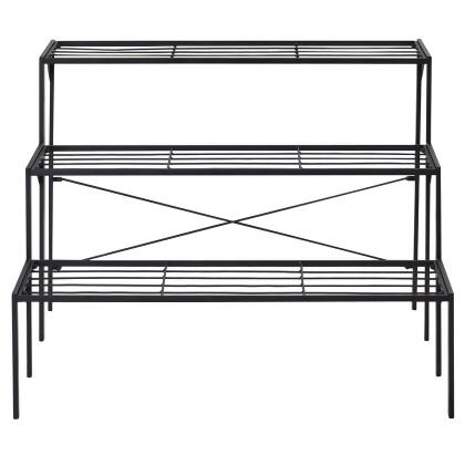 Costway 3 Tier Shelf Flower Plant Display Stand Rack Large Modern Black Metal Heavy Duty alternate image