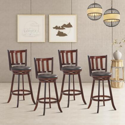 Costway Set of 4 29.5'' Swivel Bar stool Leather Padded Dining Kitchen Pub Bistro Chair alternate image
