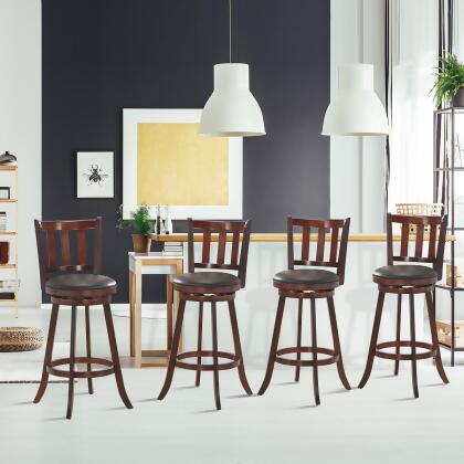 Costway Set of 4 29.5'' Swivel Bar stool Leather Padded Dining Kitchen Pub Bistro Chair alternate image
