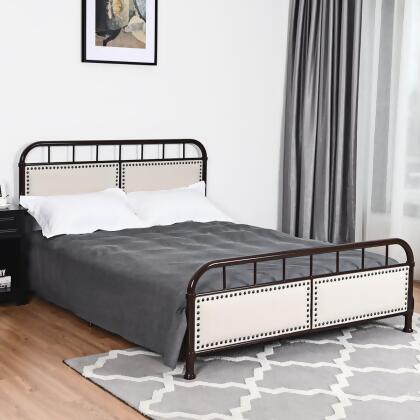 Costway Queen size Metal Bed Frame Platform Bed Upholstered Panel Headboard Footboard alternate image