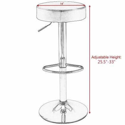 Costway Set of 2 Adjustable Round Leather Seat Hydraulic Swivel Bar Stool White alternate image