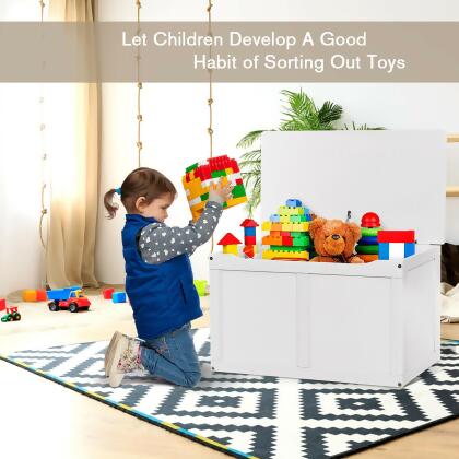 Costway Wooden Kids Toy Storage Box Sitting Top Chest Organizer Large Bin Boys & Girls alternate image
