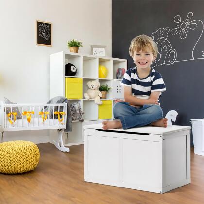 Costway Wooden Kids Toy Storage Box Sitting Top Chest Organizer Large Bin Boys & Girls alternate image