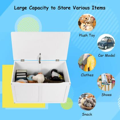 Costway Wooden Kids Toy Storage Box Sitting Top Chest Organizer Large Bin Boys & Girls alternate image