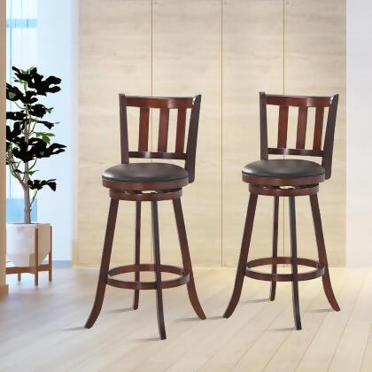 Costway Set of 2 29.5'' Swivel Bar stool Leather Padded Dining Kitchen Pub Bistro Chair High Back alternate image