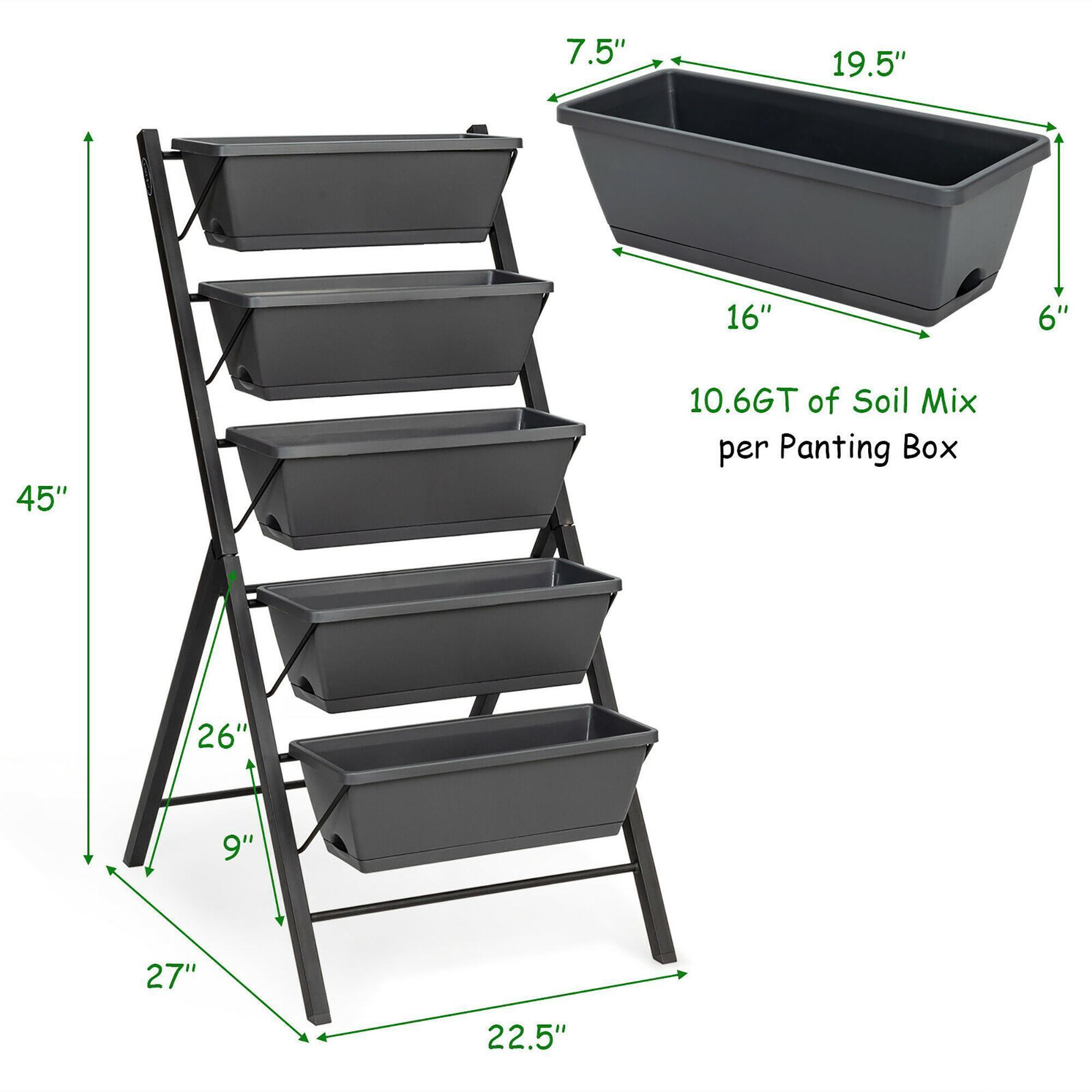 Costway 4 FT Vertical Raised Garden Bed 5-Tier Planter Box for Patio Balcony Flower Herb alternate image